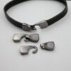 5 sets Leather Bracelet hook clasp, Gunmetal