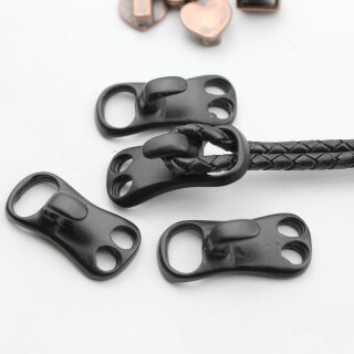 5 Leather Bracelet hook clasp, Matt Black