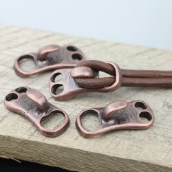 5 Leather Bracelet hook clasp, Antique Copper