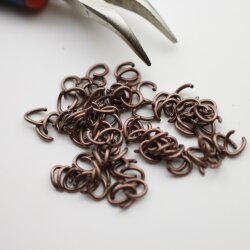 200 Oval Jump Rings 8x6 mm (Ø 1,2 mm) Antique Copper
