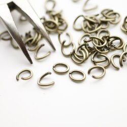 200 Oval Jump Rings 8x6 mm (Ø 1,2 mm) Antique Bronze