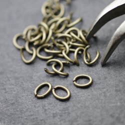 200 Oval Jump Rings 8x6 mm (Ø 1,2 mm) Antique Bronze