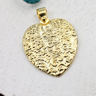 Heart with Flowers Pendant, Gold