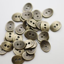 20 Button Clasps for Wraps Bracelets, Textiles 14x11 mm (Ø 1,5 mm) Antique Brass