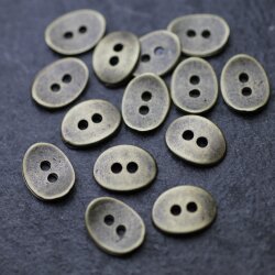 20 Button Clasps for Wraps Bracelets, Textiles 14x11 mm (Ø 1,5 mm) Antique Brass