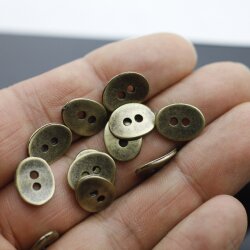 20 Button Clasps for Wraps Bracelets, Textiles 14x11 mm (Ø 1,5 mm) Antique Brass