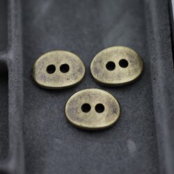 20 Button Clasps for Wraps Bracelets, Textiles 14x11 mm (Ø 1,5 mm) Antique Brass