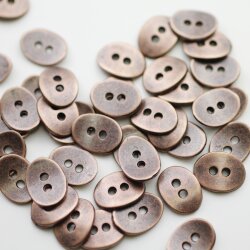 20 Button Clasps for Wraps Bracelets, Textiles 14x11 mm (Ø 1,5 mm)Antique Copper