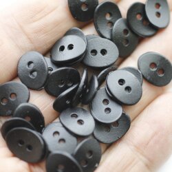 20 Button Clasps for Wraps Bracelets, Textiles 14x11 mm (Ø 1,5 mm) Matt Black