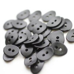 20 Button Clasps for Wraps Bracelets, Textiles 14x11 mm (Ø 1,5 mm) Matt Black