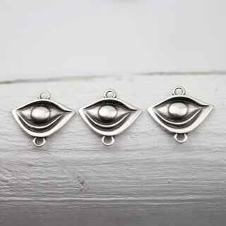 10 Silver Evil Eye Charms, evil eye connector