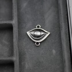 10 Silver Evil Eye Charms, evil eye connector