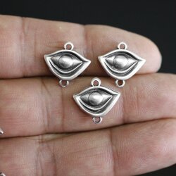 10 Silver Evil Eye Charms, evil eye connector