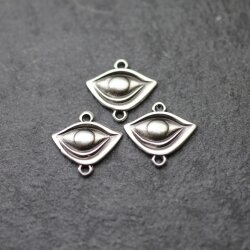 10 Silver Evil Eye Charms, evil eye connector