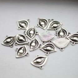 10 Silver Evil Eye Charms, evil eye connector