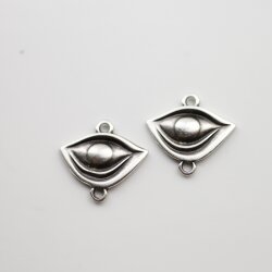 10 Silver Evil Eye Charms, evil eye connector