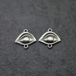 10 Silver Evil Eye Charms, evil eye connector