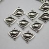 10 Silver Evil Eye Charms, evil eye connector