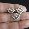 10 Silver Evil Eye Charms, evil eye connector