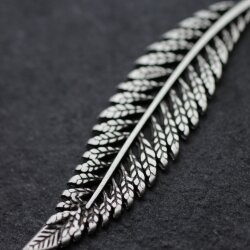 5 Silver leaf Charms, Long Leaf Charm Pendants