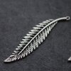 5 Silver leaf Charms, Long Leaf Charm Pendants