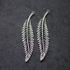 5 Silver leaf Charms, Long Leaf Charm Pendants