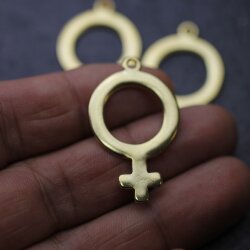 5 Gold Venus Symbol Charms 34 x 24 mm