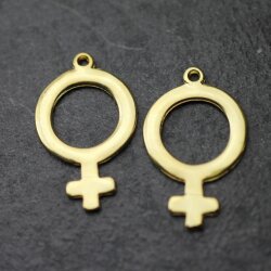 5 Gold Venus Symbol Charms 34 x 24 mm