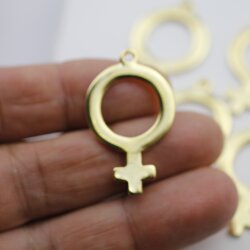 5 Gold Venus Symbol Charms 34 x 24 mm