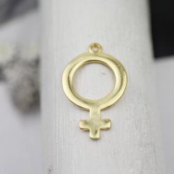 5 Gold Venus Symbol Charms 34 x 24 mm