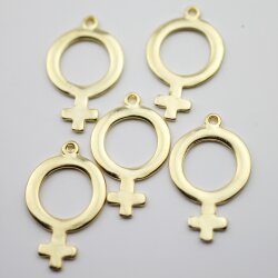 5 Gold Venus Symbol Charms 34 x 24 mm