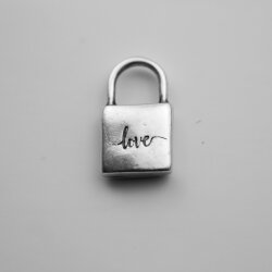 5 Love Padlock Love Lock Pendants Antique Silver