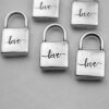 5 Love Padlock Love Lock Pendants Antique Silver