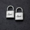 5 Love Padlock Love Lock Pendants Antique Silver