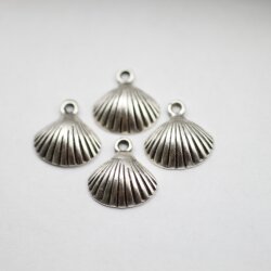 10 Silver Shell Charms, Shell Pendant