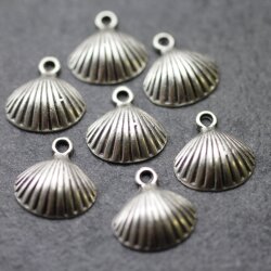 10 Silver Shell Charms, Shell Pendant