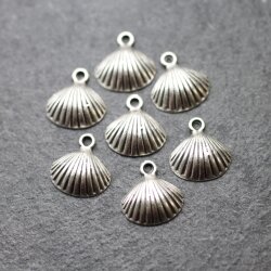 10 Silver Shell Charms, Shell Pendant