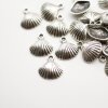 10 Silver Shell Charms, Shell Pendant