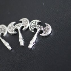 10 Silver Axe Charms, Axe Pendants