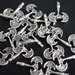 10 Silver Axe Charms, Axe Pendants