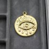 5 Gold Evil Eye Charms, Evil Eye Pendant 24 mm (Ø 2 mm)