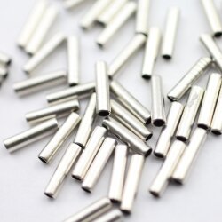 50 Silver Tube Beads 10 mm Ø 1,5 mm Spacer Brass Beads