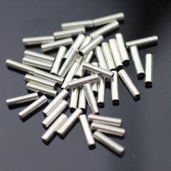 50 Röhrchen Zylinder 10 mm Ø 1,5 mm Spacer Messing Perlen Silber