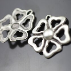 5 Antique Silver Flower Pendant, Flower Charms