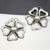 5 Antique Silver Flower Pendant, Flower Charms