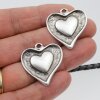 5 Antique Silver Heart Charms Pendant