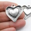 5 Antique Silver Heart Charms Pendant