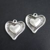 5 Antique Silver Heart Charms Pendant