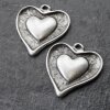 5 Antique Silver Heart Charms Pendant