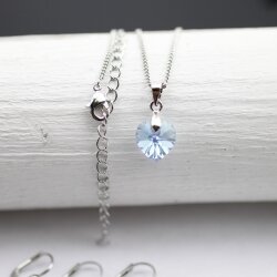 Aqua Glam Heart Necklace with 10 mm Swarovski Crystals, handmade